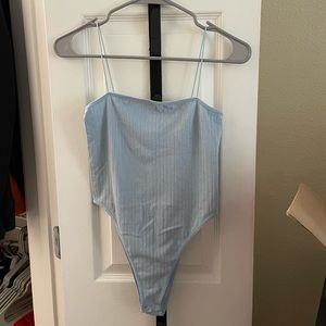 Light Blue Ribbed Bodysuit